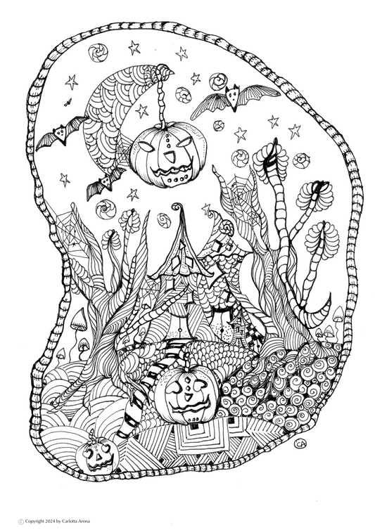 Hand-drawn Digital Colouring Page | Halloween | (Downloadable PDF)